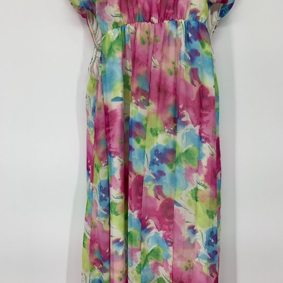 Peach Love California Dress Maxi Watercolor Sleeveless Halter Neck - Picture 11 of 12